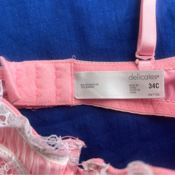 NWT vtg Coquette Y2K Baby Pink Lolita white lace up frilly bow bra delicates 34C - Picture 10 of 16